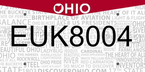 EUK8004 Ohio License Plate