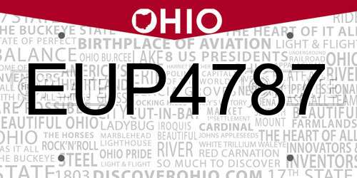 EUP4787 Ohio License Plate