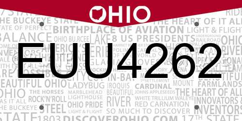 EUU4262 Ohio License Plate
