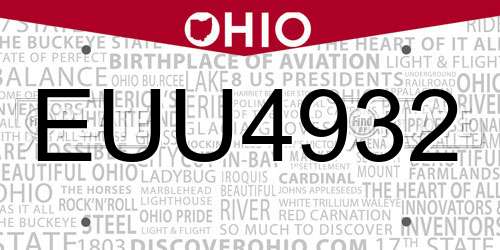 EUU4932 Ohio License Plate