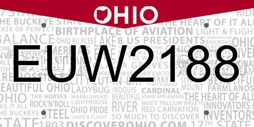 EUW2188 Ohio License Plate