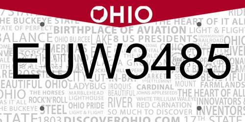 EUW3485 Ohio License Plate