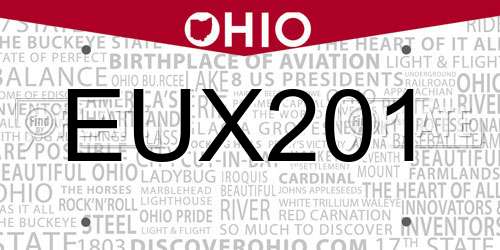 EUX201 Ohio License Plate