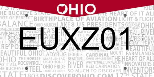 EUXZ01 Ohio License Plate