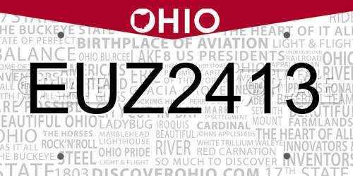 EUZ2413 Ohio License Plate