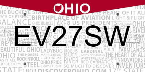 EV27SW Ohio License Plate