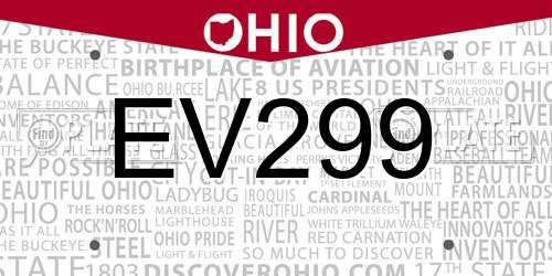 EV299 Ohio License Plate