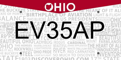 EV35AP Ohio License Plate