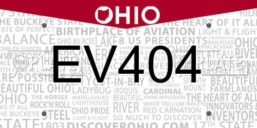 EV404 Ohio License Plate