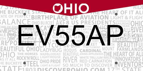 EV55AP Ohio License Plate