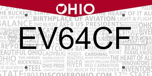 EV64CF Ohio License Plate