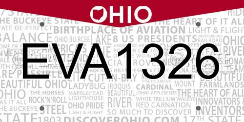 EVA1326 Ohio License Plate