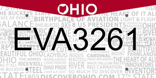 EVA3261 Ohio License Plate