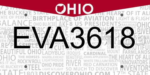 EVA3618 Ohio License Plate