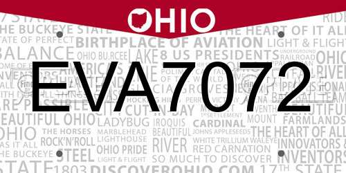 EVA7072 Ohio License Plate