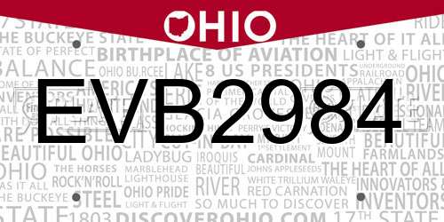 EVB2984 Ohio License Plate