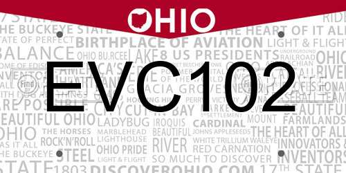 EVC102 Ohio License Plate