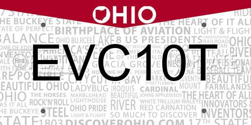 EVC10T Ohio License Plate