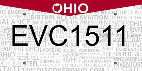 EVC1511 Ohio License Plate