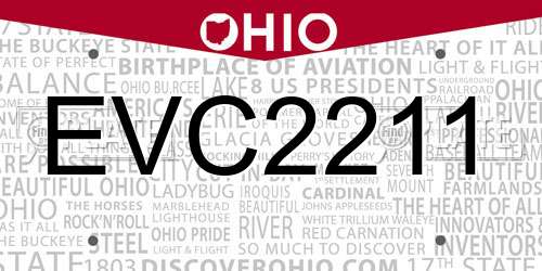 EVC2211 Ohio License Plate