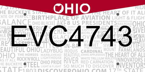 EVC4743 Ohio License Plate