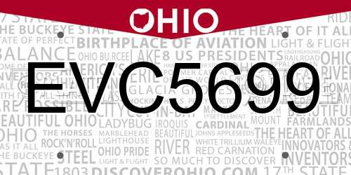 EVC5699 Ohio License Plate