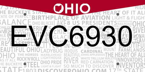 EVC6930 Ohio License Plate