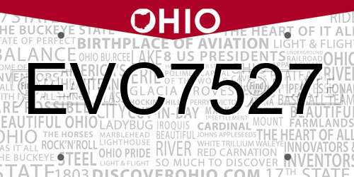EVC7527 Ohio License Plate