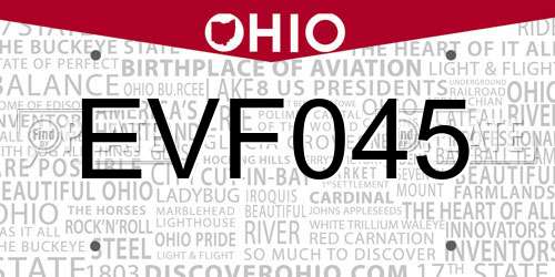 EVF045 Ohio License Plate