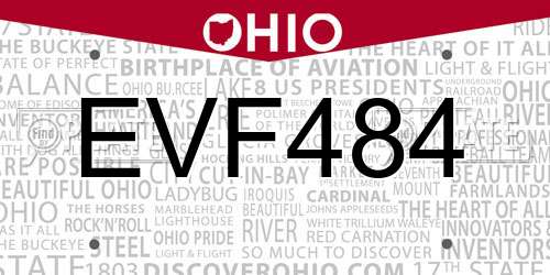 EVF484 Ohio License Plate