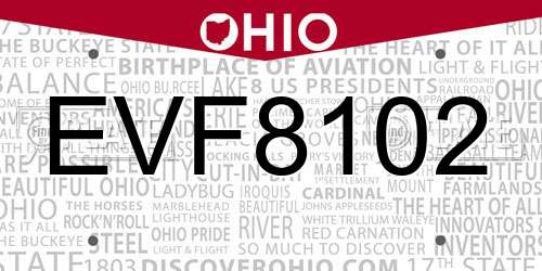 EVF8102 Ohio License Plate