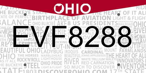 EVF8288 Ohio License Plate