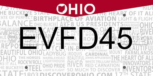 EVFD45 Ohio License Plate