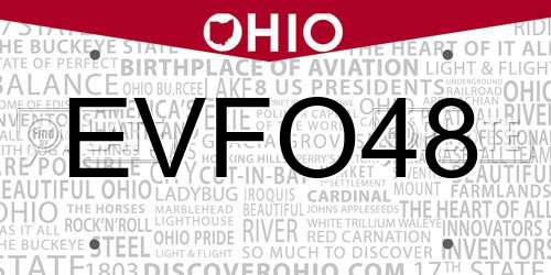 EVFO48 Ohio License Plate