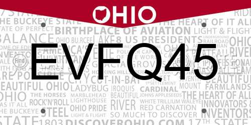 EVFQ45 Ohio License Plate