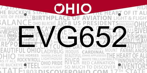 EVG652 Ohio License Plate