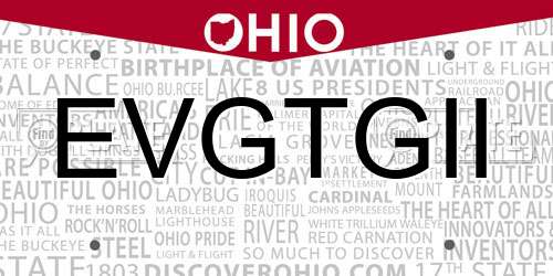 EVGTGII Ohio License Plate