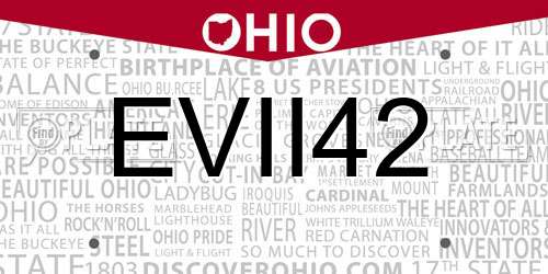 EVII42 Ohio License Plate