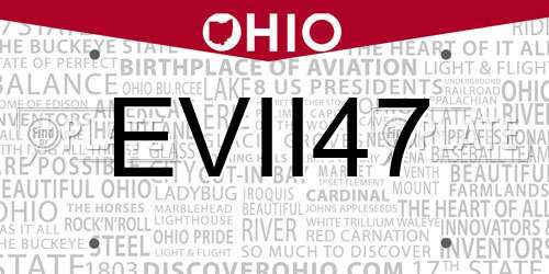 EVII47 Ohio License Plate