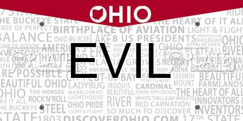 EVIL Ohio License Plate