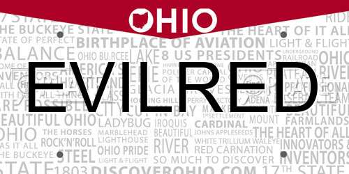 EVILRED Ohio License Plate