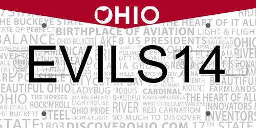 EVILS14 Ohio License Plate