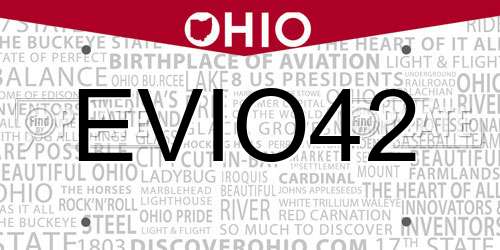 EVIO42 Ohio License Plate