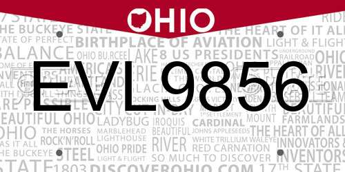 EVL9856 Ohio License Plate