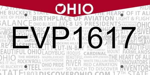 EVP1617 Ohio License Plate