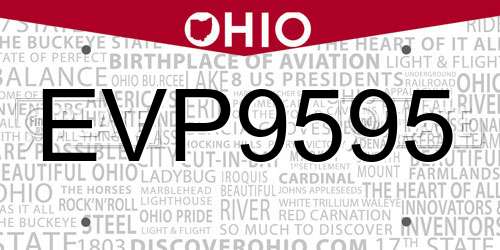 EVP9595 Ohio License Plate