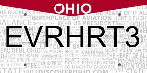 EVRHRT3 Ohio License Plate