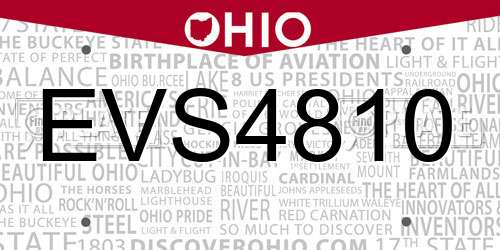EVS4810 Ohio License Plate