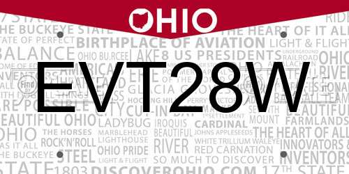 EVT28W Ohio License Plate