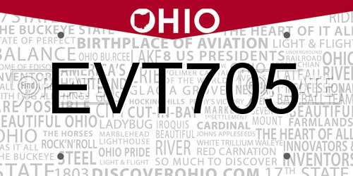 EVT705 Ohio License Plate